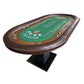 INO Design 96" Premium 10 Player Oval Brown & Green Speed Cloth Texas Holdem Casino Poker Table with Dimmable LED