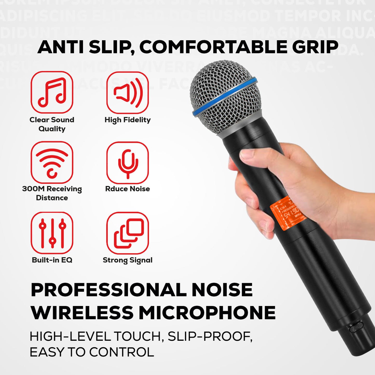 5 Core Wireless Microphones 8 Channel Dynamic Karaoke Professional UHF Singing Mic System Handheld Cordless Microfonos Inalambricos for Singer DJ Church - WM UHF HM