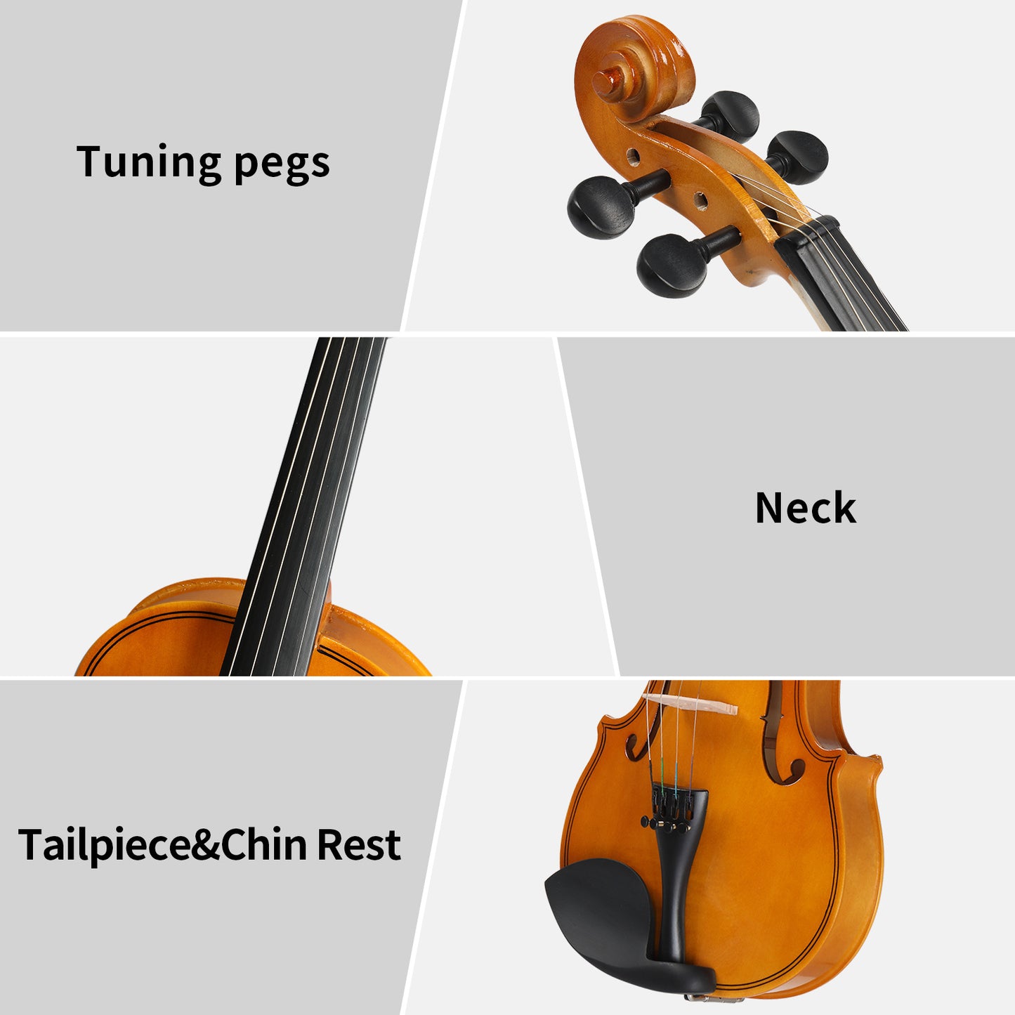 Full Size 4/4 Violin Set for Adults Beginners Students with Hard Case,Violin Bow,Shoulder Rest,Rosin,Extra Strings and Sordine