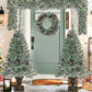 Pre-lit Xmas Tree Artificial Christmas 4-Piece Set,Garland, Wreath and Set of 2 Entrance Trees X-mas