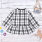 Baby Girl Contrast Design Long Sleeved Dress Combo Plaid Pattern Coat Chanel's Sets