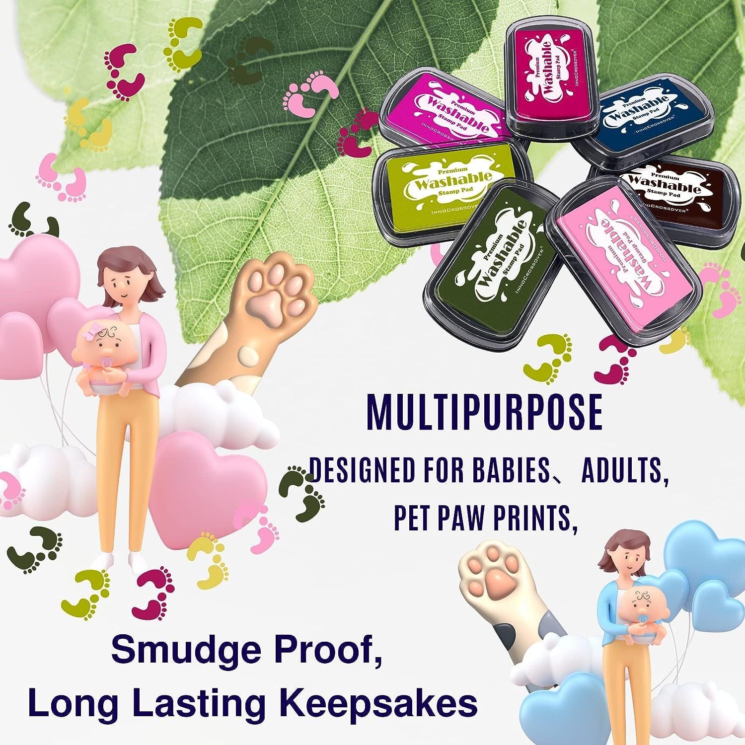 7 Washable Ink Pads for Rubber Stamps