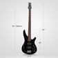 Glarry 44 Inch GIB 4 String H-H Pickup Laurel Wood Fingerboard Electric Bass Guitar with Bag and other Accessories Black