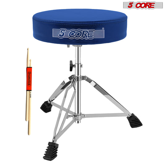 5 CORE Drum Throne Height Adjustable Guitar Stool Thick Padded Memory Foam DJ Chair Seat with Anti Slip Feet Multipurpose Musician Chair for Adults and Kids Drummer Cello Guitar Player - DS CH BLU