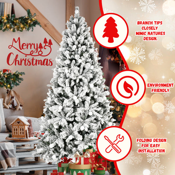 8FT PE/PVC/Pine Mixed Christmas Tree with Colorful + Warm Light 10-Function LED, Memory Wire & Easy Power Technology