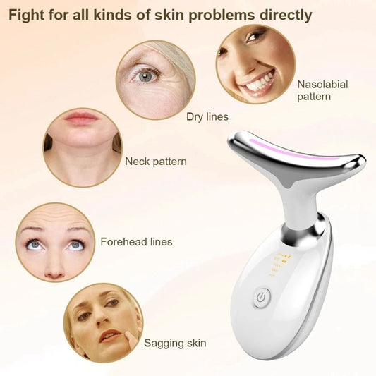 Face Massager Anti-Wrinkle Face Device 3 Modes 45ยฐC Neck Lifting Massagers LED High Frequency Beauty Instrumen EMS Face Massage for Women