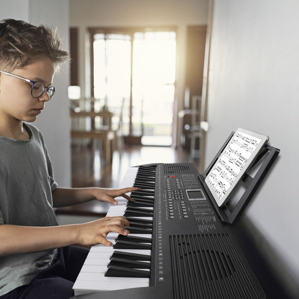GEP-203 61 Key Keyboard with Piano Stand, Piano Bench, Built In Speakers, Headphone, Microphone, Music Rest, LED Screen, 3 Teaching Modes for Beginners