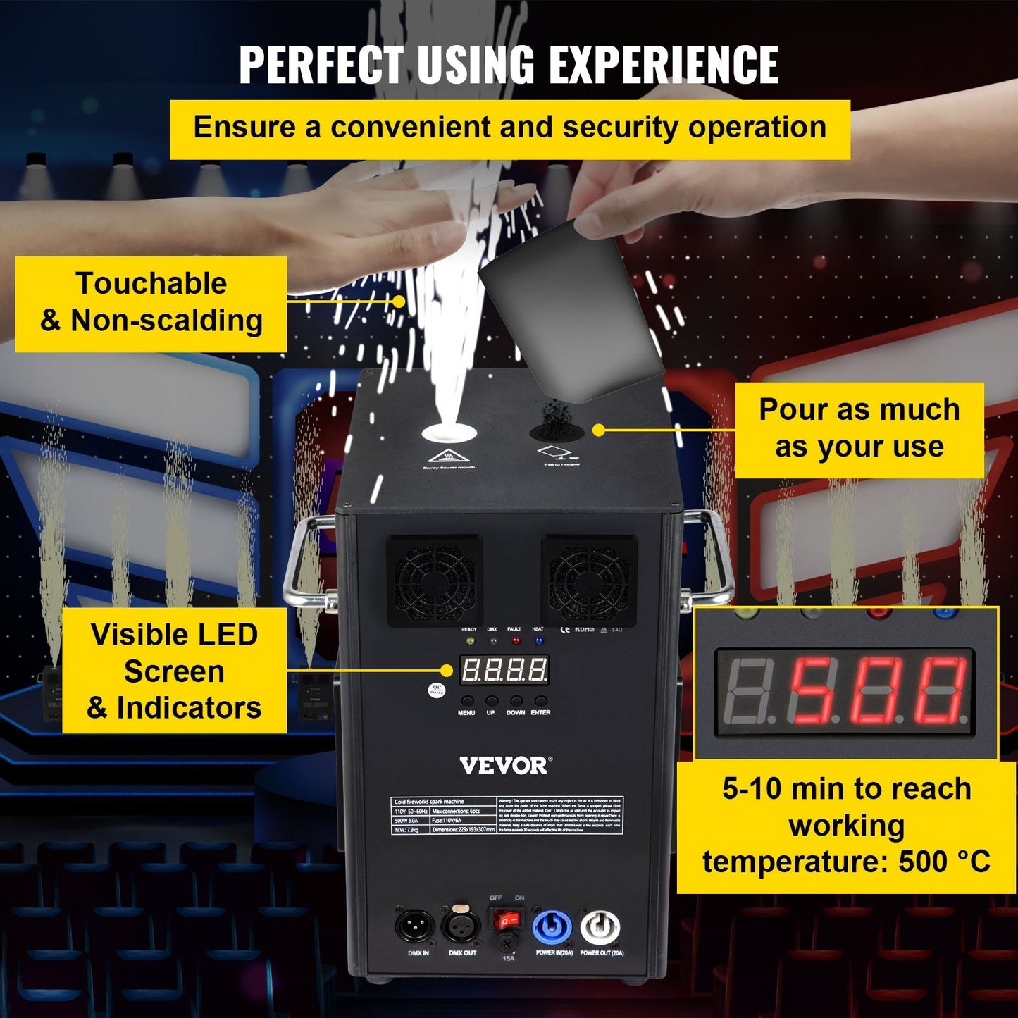 VEVOR Large Stage Equipment Special Effect Machine, 500W Stage Lighting Effect Machine with Wireless Remote Control