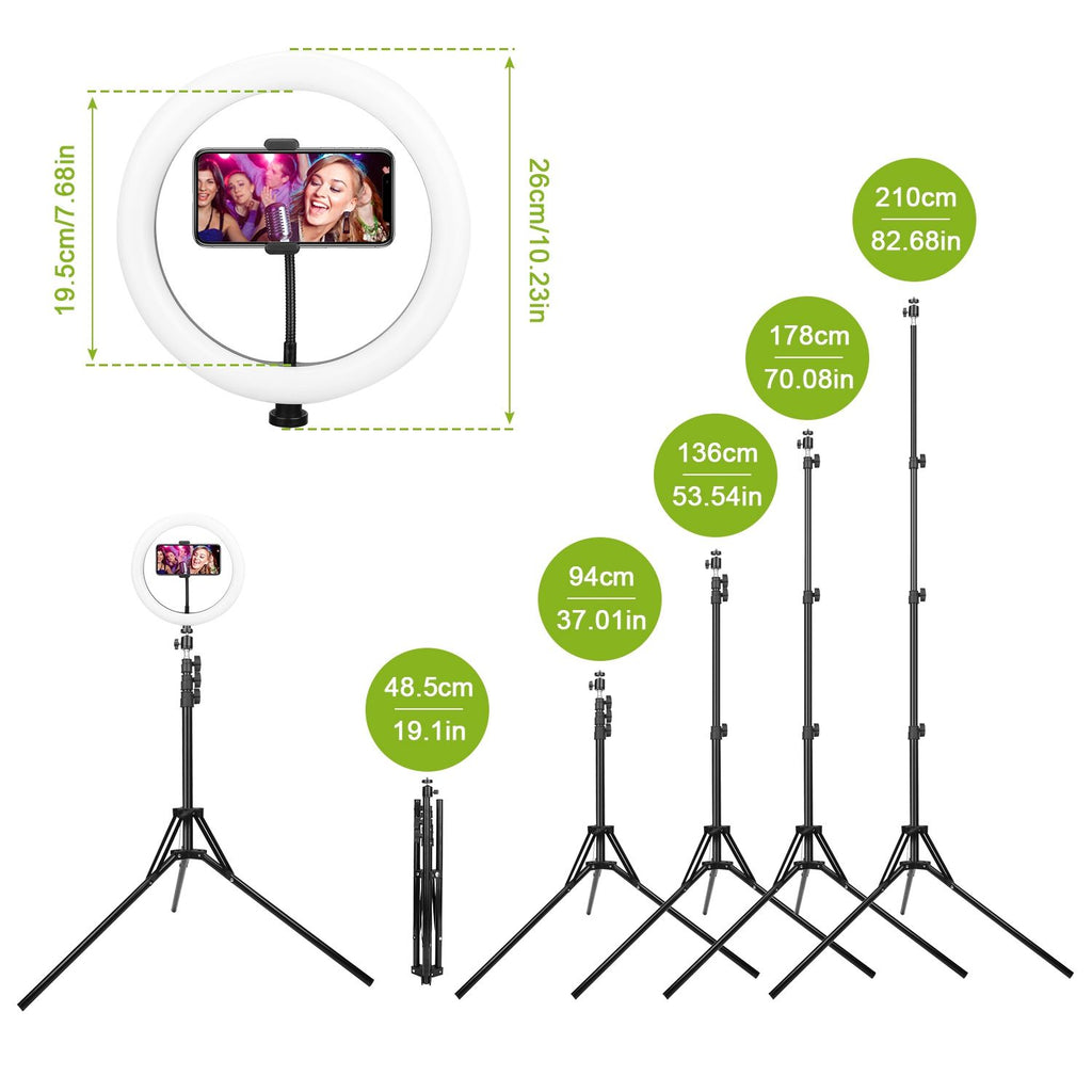 10in LED Selfie Ring Light Dimmable 120 LEDs Makeup Ring Lights w/ Adjustable Tripod Stand Cell Phone Holder USB Powered For YouTube Video/Live Stream/Makeup/Photography