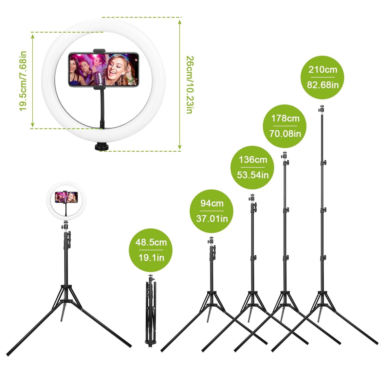 10in LED Selfie Ring Light Dimmable 120 LEDs Makeup Ring Lights w/ Adjustable Tripod Stand Cell Phone Holder USB Powered For YouTube Video/Live Stream/Makeup/Photography