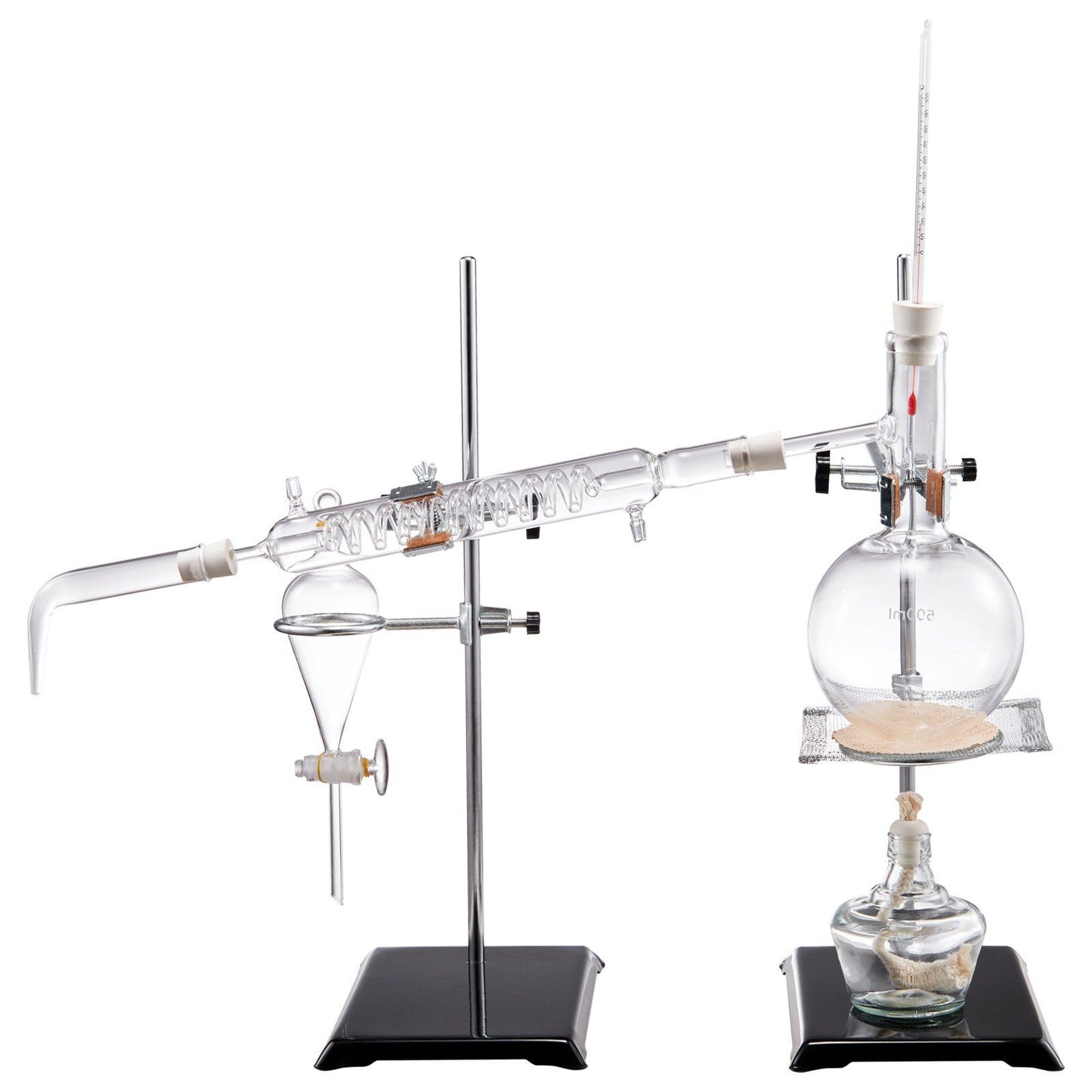 VEVOR Essential Oil Distillation Kit, 500ml Distillation Apparatus, 3.3 Boro Lab Glassware Distillation Kit with Alcohol Lamp, Ceramic Mesh and 24, 40 Joint, 28 pcs Set