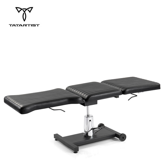 Adjustable reclining tattoo client bed, hydraulic tattoo client chair