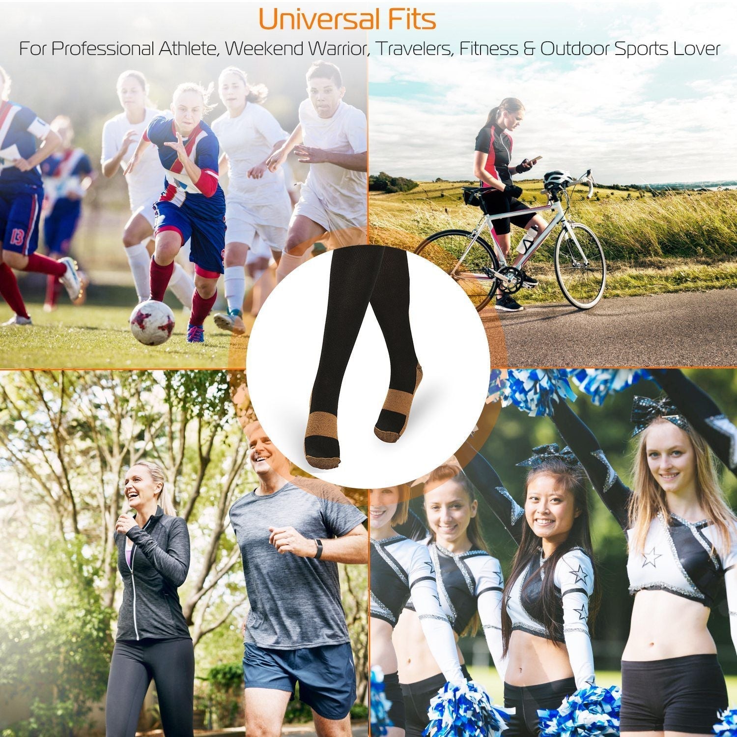 Unisex Copper Compression Socks for Support & Recovery Cnasti Strings and Thangs