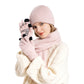 Winter Knitted Hat Scarf Gloves 3Pcs Winter Warm Beanie and Touch Screen Gloves Long Neck Scarf Set Knit Beanie Skull Cap Neck Warmer Anti-Slip Mittens for Men Women