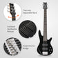 Glarry Full Size GIB 6 String H-H Pickup Electric Bass Guitar Bag Strap Pick Connector Wrench Tool Black