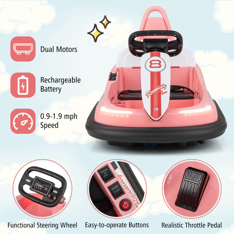 6V kids Ride-on Bumper Car with 360° Spinning and Dual Motors