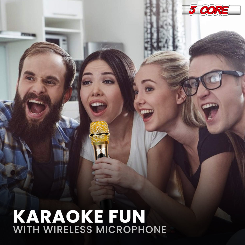 5 Core Wireless Microphones Pair UHF Professional Handheld Microfonos Inalambricos Dual Cordless Mic System for Karaoke Singing Wedding DJ Party Speech Church - WM UHF 02