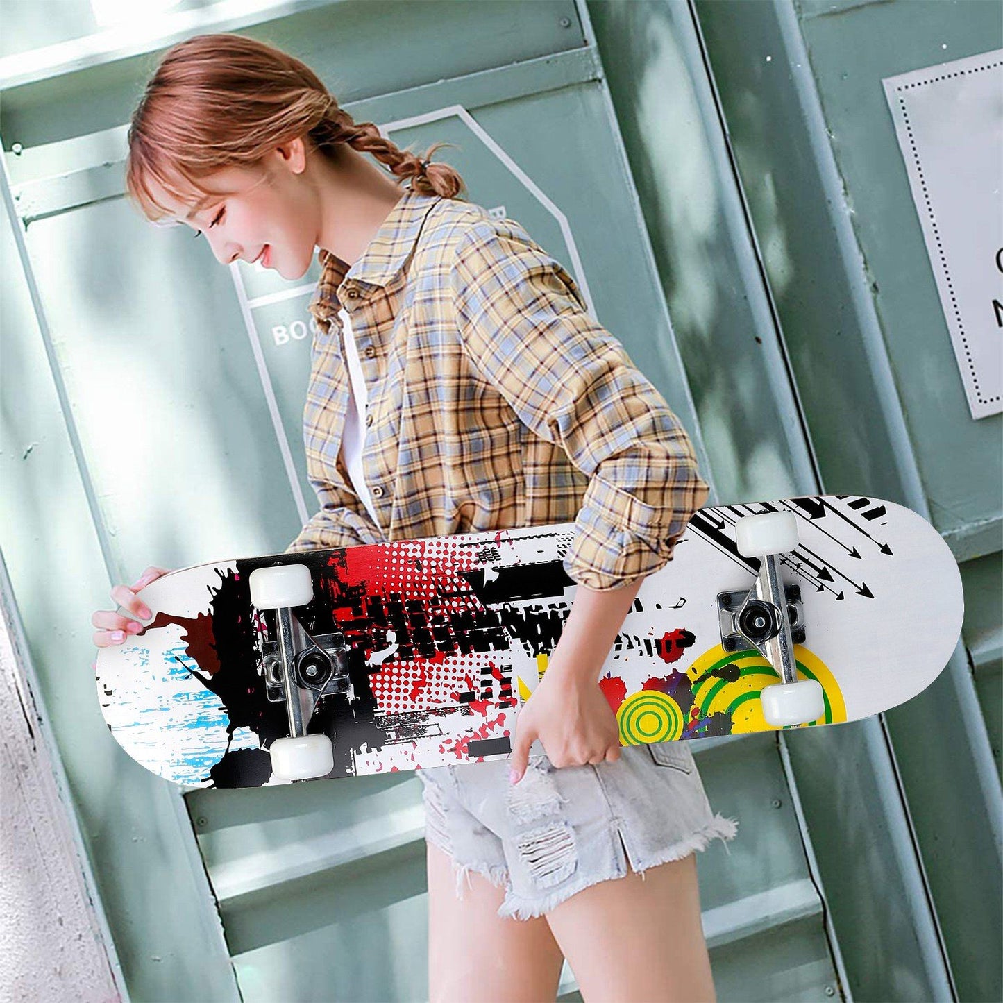 31x8in Skateboards Complete Standard Skate Boards For Girls Boys Beginner 9 Layers Maple Concave Skateboard For Kids Youth Teens