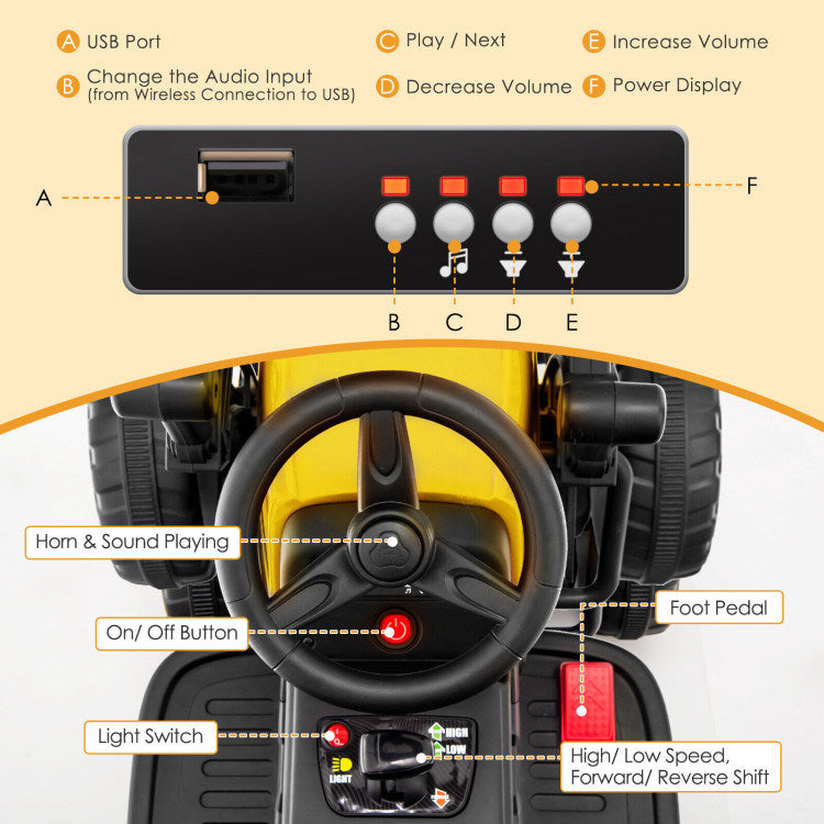 12V Kids Ride on Road Roller with 2.4G Remote Control