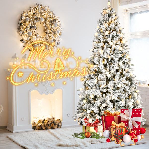 8FT PE/PVC/Pine Mixed Christmas Tree with Colorful + Warm Light 10-Function LED, Memory Wire & Easy Power Technology