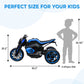 12V Three-wheel Ride On Motorcycle, Kids Electric Motorbike with Horns, LED Lights, Gift for Kids 3-8 Years,Blue