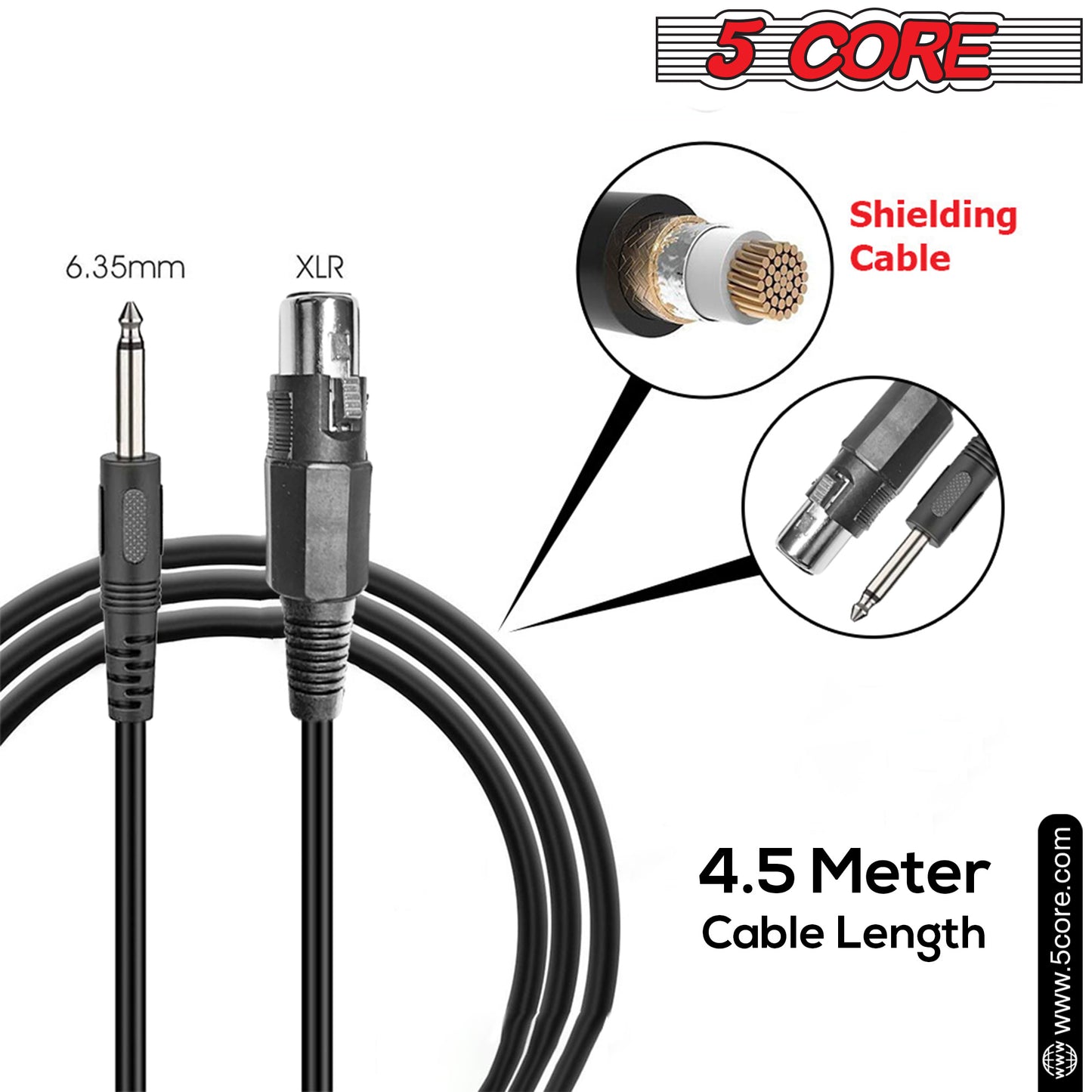 5 Core Premium Handheld Microphone Unidirectional Vocal Dynamic Cardioid Mic with Detachable 10ft XLR Cable Mic Clip Mesh Grille & ON/Off Switch Suited for Speakers Amp Mixers Karaoke Singing- BETA