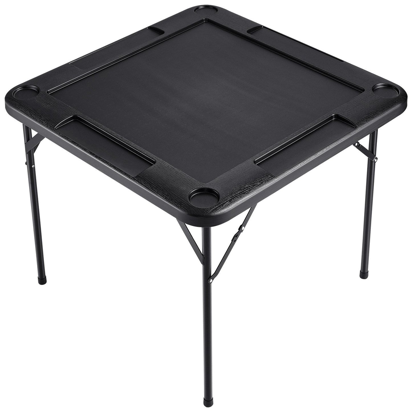 VEVOR Mahjong Table 4 Player Folding Card Table & 4 Cup Holders Chip Trays Black