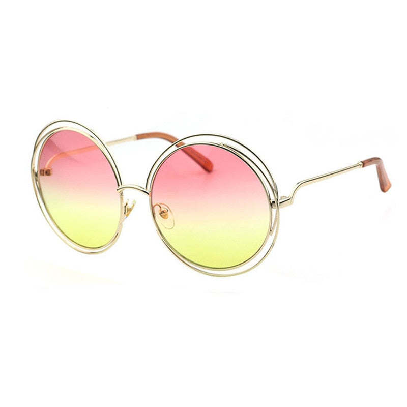 SHAUNA Vintage Oversize Round Sunglasses Women Alloy Around Hollow Frame Brand Designer Fashion Circling Frog Sun Glasses UV400