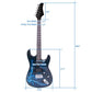 Lightning Style Electric Guitar with Power Cord/Strap/Bag/Plectrums Black & Dark Blue