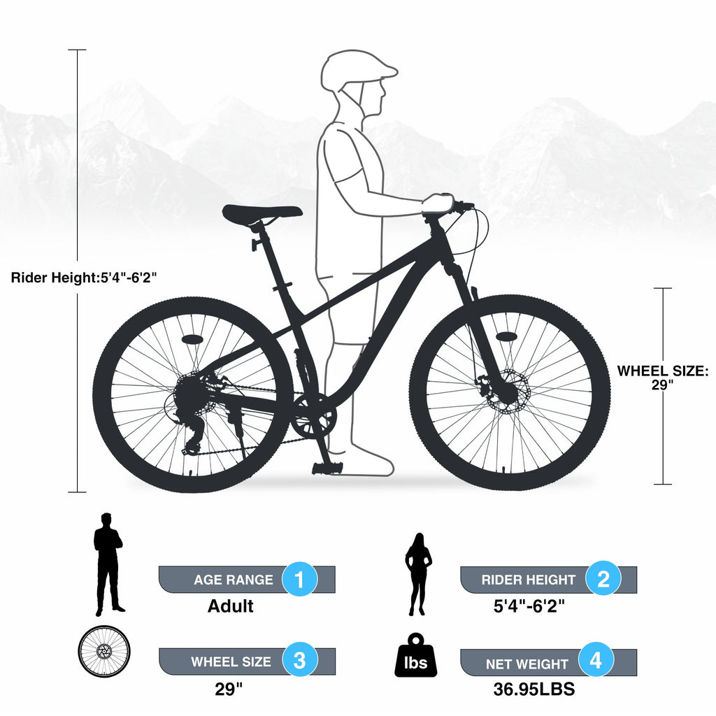 29 Inch Wheels Single Speed Mountain Bike, for Men Women Boys and Girls, Front Suspension, Steel Frame