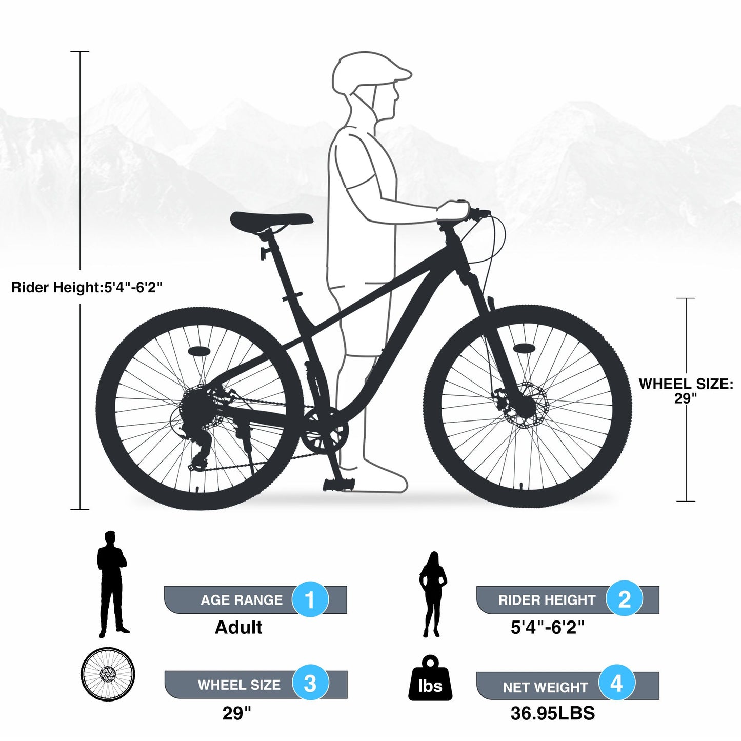 29 Inch Wheels Single Speed Mountain Bike, for Men Women Boys and Girls, Front Suspension, Steel Frame