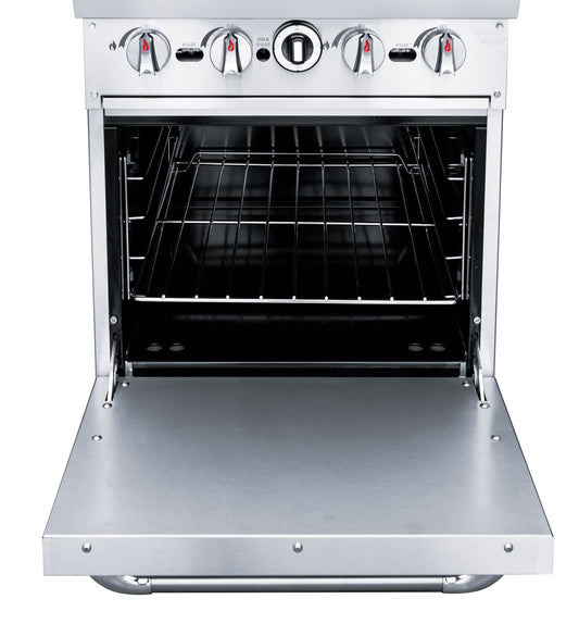 Dukers Commercial 24" Gas Griddle Cooktop and Oven Combination Cabinet in Stainless Steel