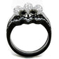 TK1869 - Two-Tone IP Black (Ion Plating) Stainless Steel Ring with AAA Grade CZ in Clear