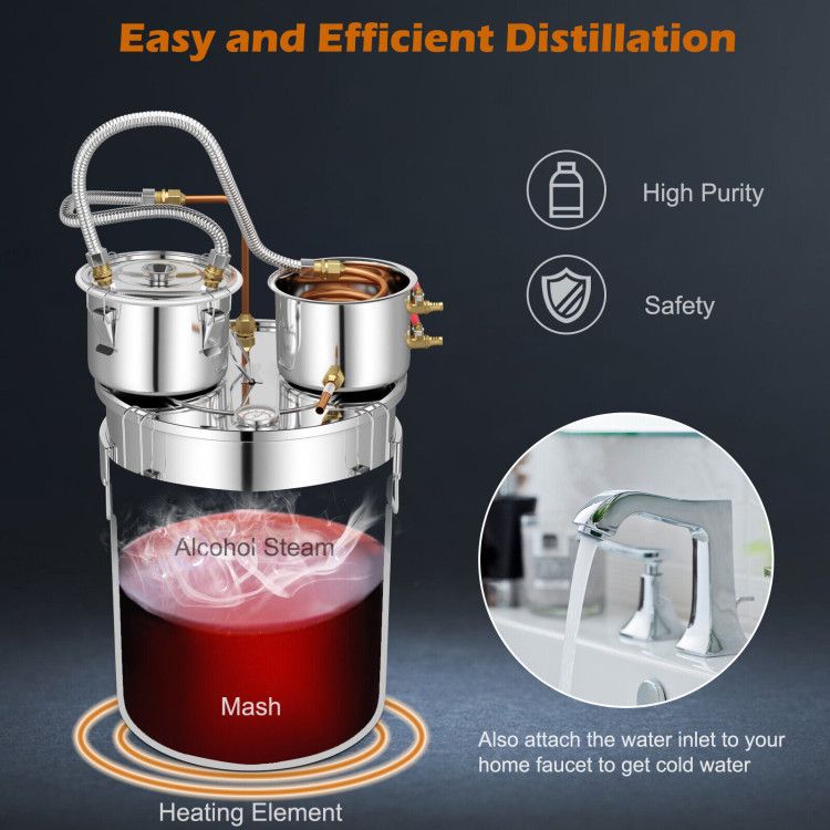 5/10 Gal 22/38 L Water Distiller for DIY Whisky