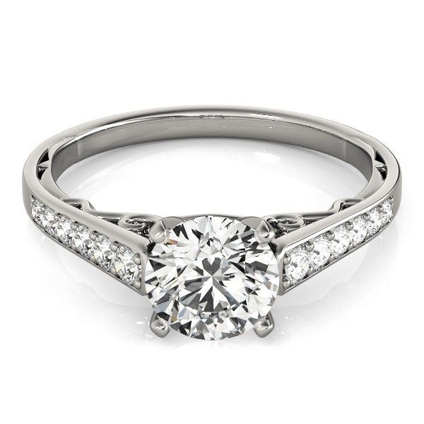 14k White Gold Cathedral Design Diamond Engagement Ring (1 1/4 cttw)