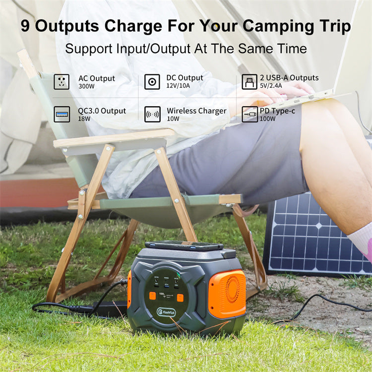 320W Portable Power Station;  Flashfish 292Wh 80000mAh Solar Generator Backup Power With LASHFISH 18V/100W Foldable Solar Panel;  Portable Solar Charger