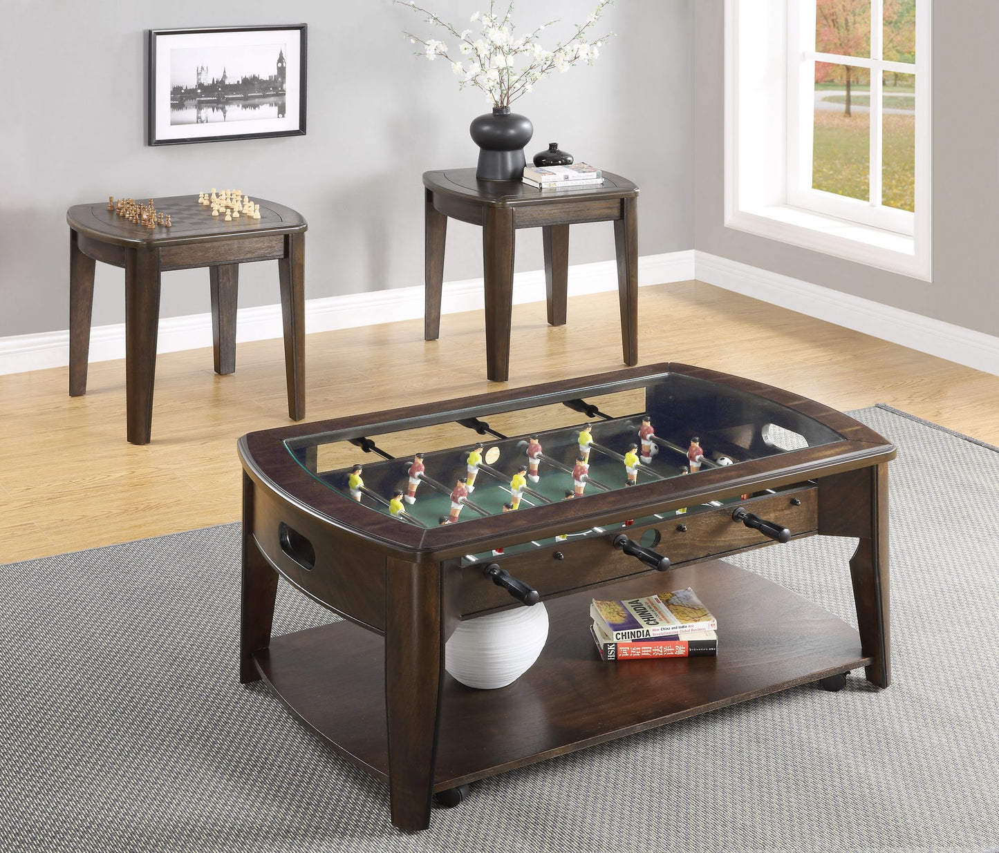 Foosball Cocktail Table - Tempered Glass Insert, Locking Casters, Fully Operational Game - Fun Addition to Game or Living Room