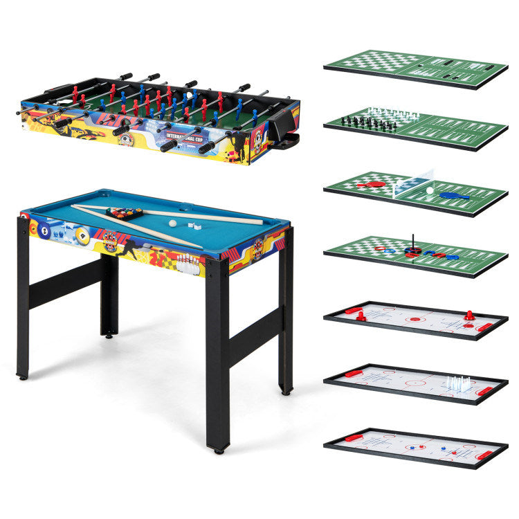 12-in-1 Combo Game Table Set with Foosball Air Hockey Pool Chess and Ping Pong