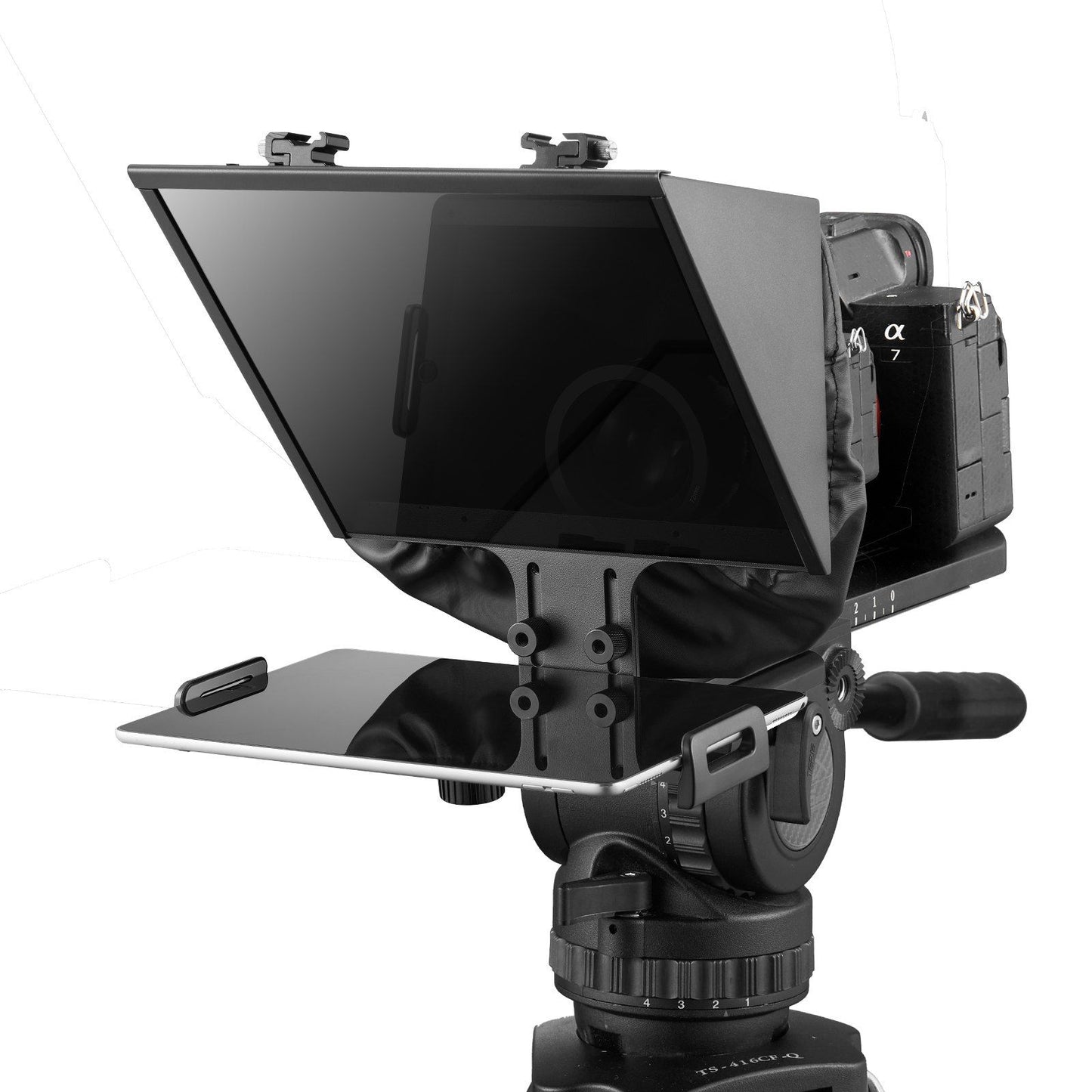 13'' Floor Type Teleprompter Remote for Webcam Smartphone Live Streaming