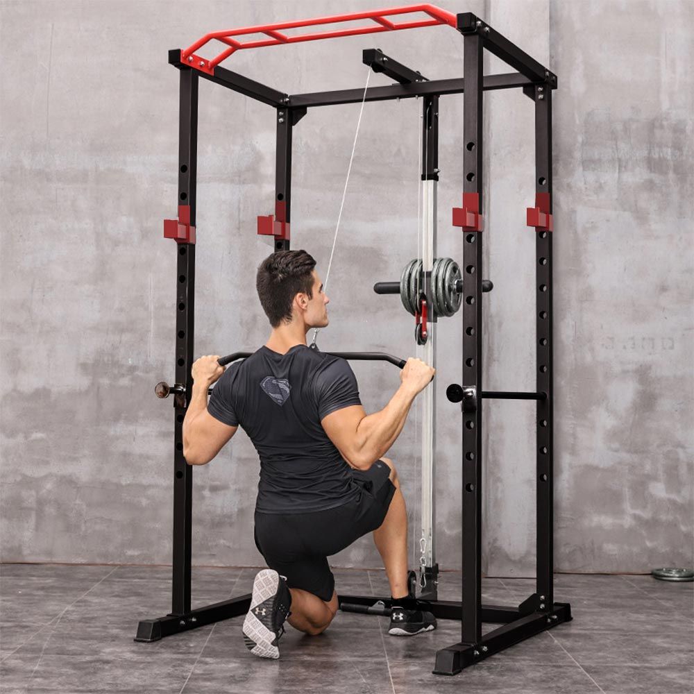 Multi-functional Power Cage,Home Adjustable Pullup Squat Rack 1000Lbs Capacity Comprehensive Fitness Barbell Rack