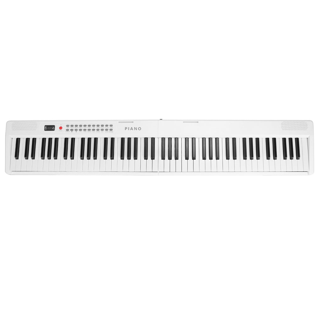 Folding Piano Keyboard 88 Keys Foldable Full Size Semi Weighted Piano Digital Electronic Piano with LCD Screen Carry Bag Mic Sheet Music Stand Sticker for Beginners Kids