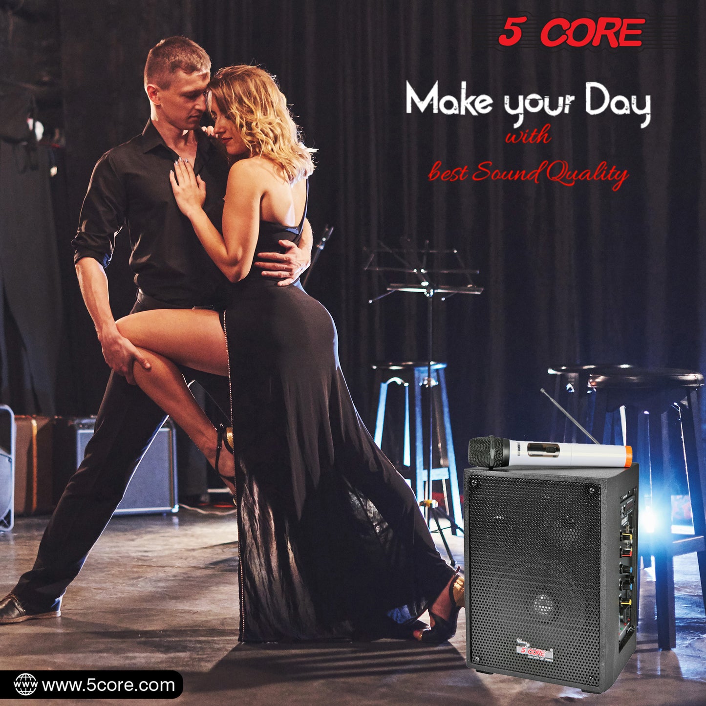 5 Core PA Speaker 40W Portable PA System w Wireless Mic Small Rechargeable Public Speaking Machine -  PDJ-2006BT