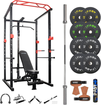 Multi-functional Power Cage,Home Adjustable Pullup Squat Rack 1000Lbs Capacity Comprehensive Fitness Barbell Rack