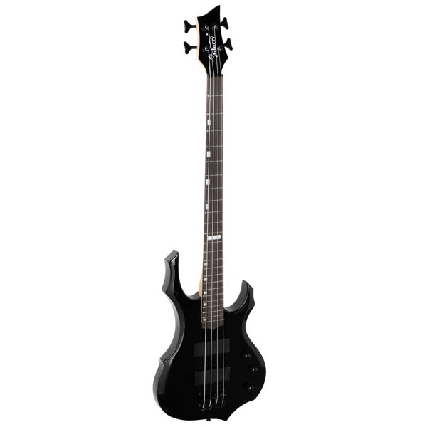 Full Size Glarry 4 String Burning Fire enclosed H-H Pickup Electric Bass Guitar with 20W Amplifier Bag Strap Connector Wrench Tool Black