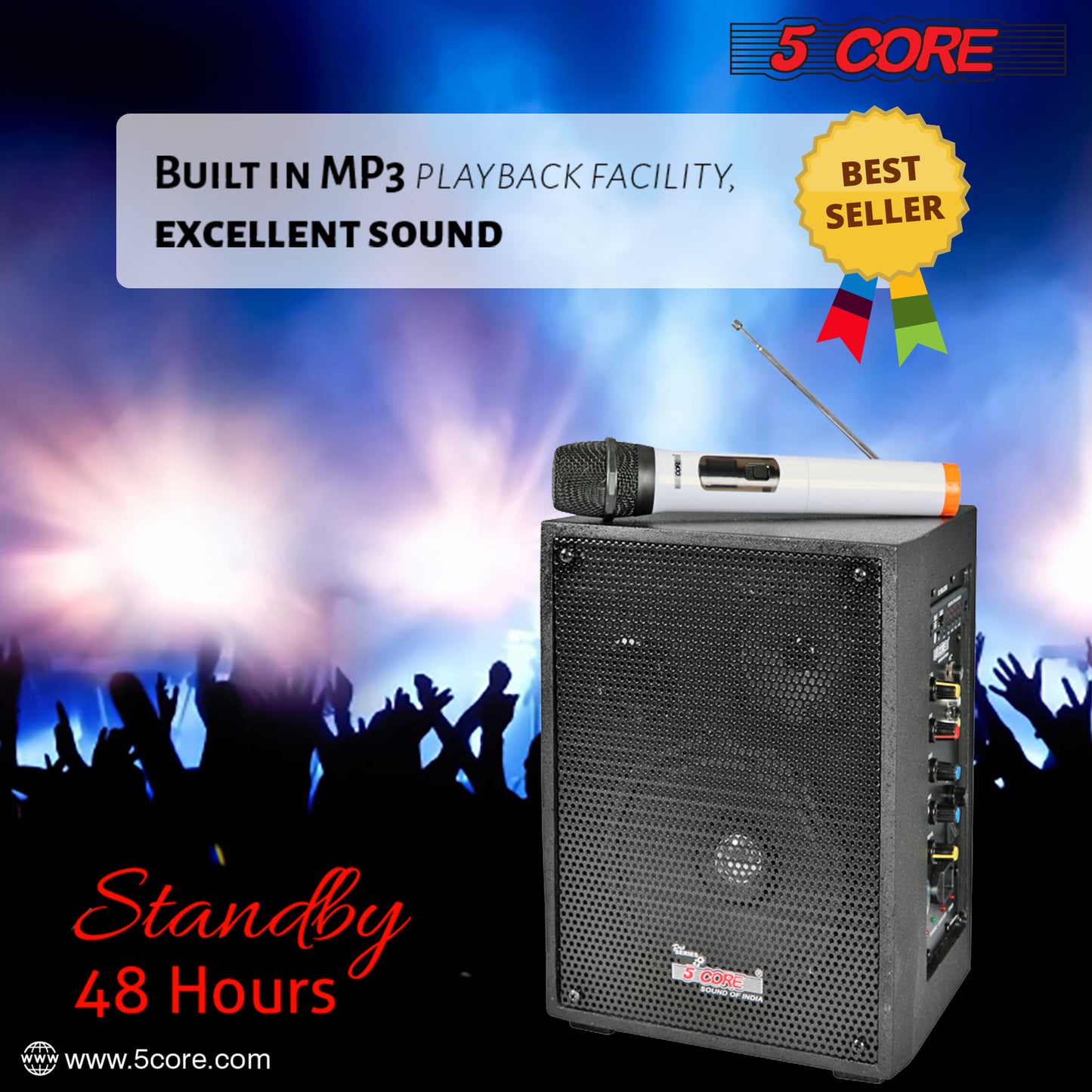 5 Core PA Speaker 40W Portable PA System w Wireless Mic Small Rechargeable Public Speaking Machine -  PDJ-2006BT