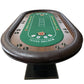 INO Design 96" Premium 10 Player Oval Brown & Green Speed Cloth Texas Holdem Casino Poker Table with Dimmable LED