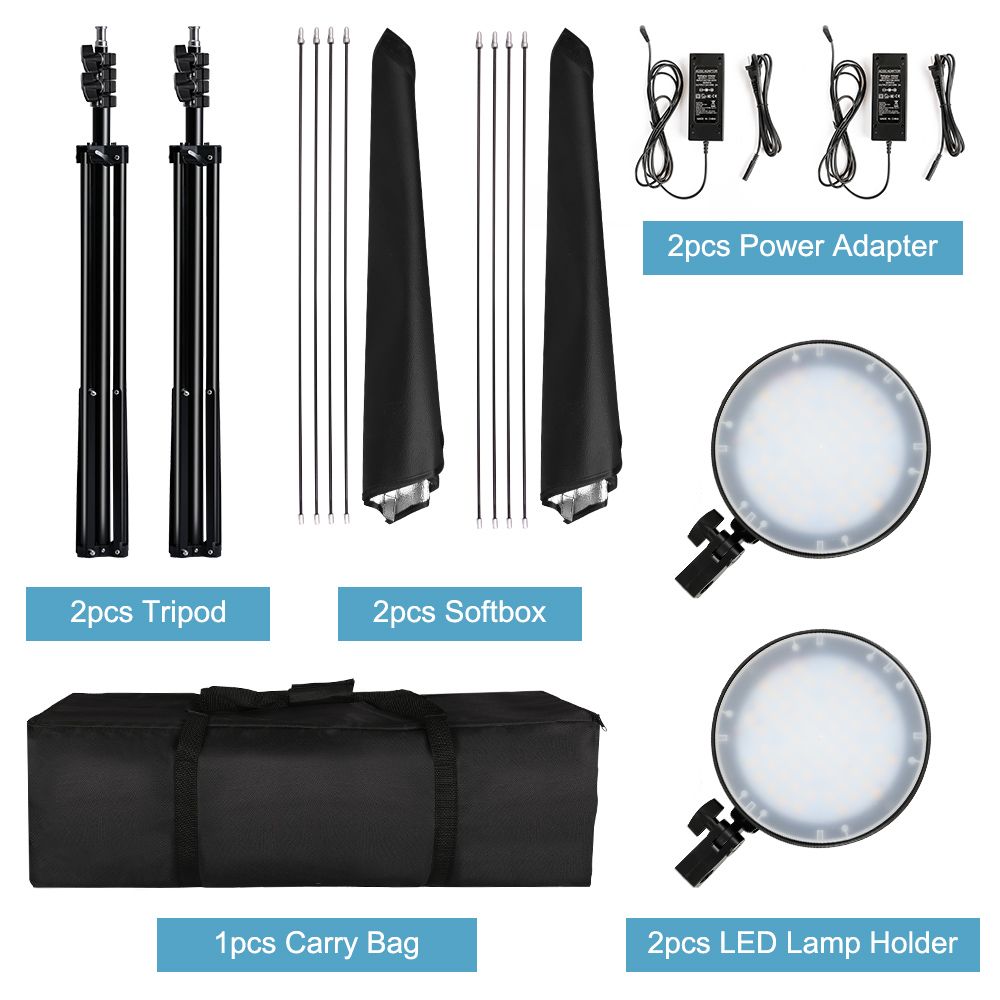 SH Softbox Lighting Kit Photography Continuous 50x70CM Light Soft Box For Photo Studio With 8PCS E27 Socket Lighting Bulbs