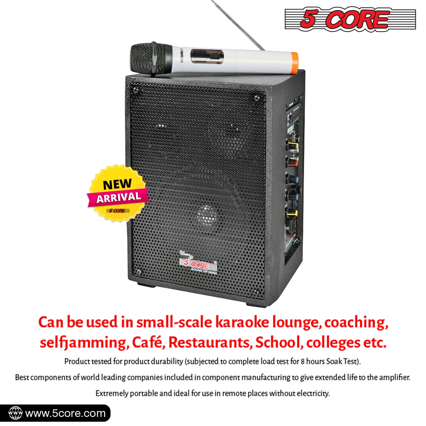 5 Core PA Speaker 40W Portable PA System w Wireless Mic Small Rechargeable Public Speaking Machine -  PDJ-2006BT