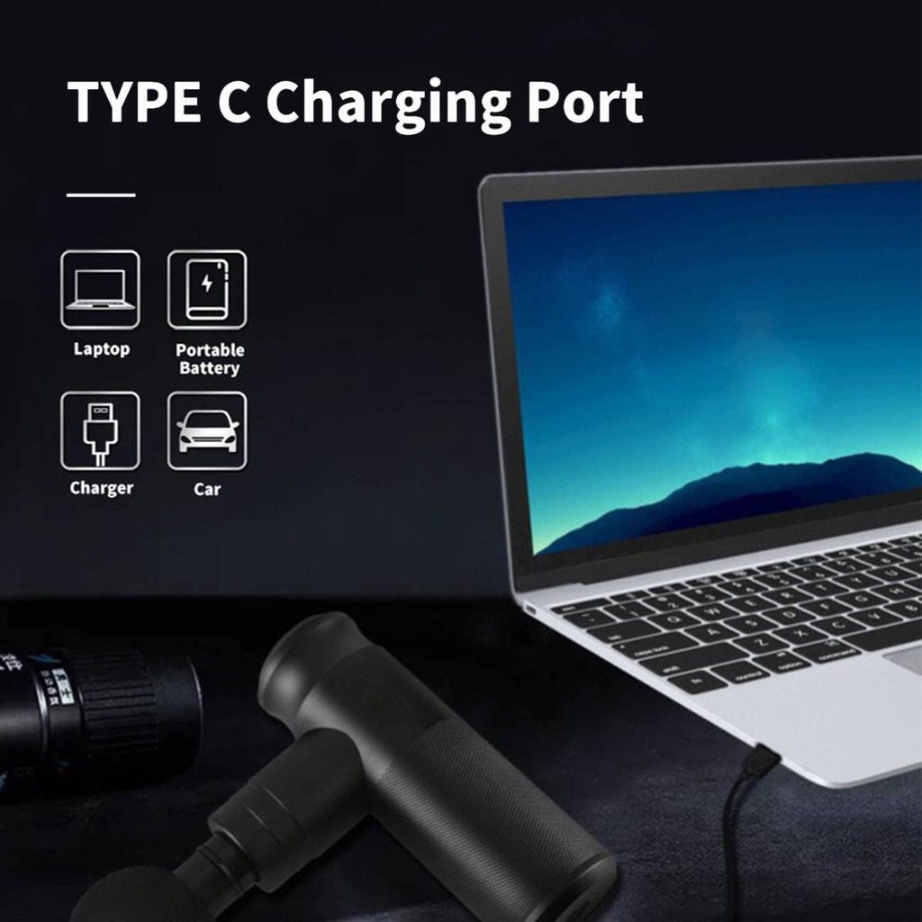 Workout Relaxation, Black Muscle Massage, Portable Body Pain Relief, Percussive Gun Deep Tissue with 4 Adjustable Speeds and 4 Heads, Muscle Massager for Office Gym Home Core Sports & Fitness