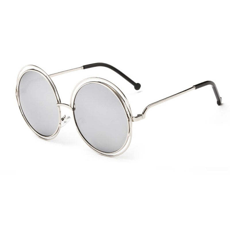 SHAUNA Vintage Oversize Round Sunglasses Women Alloy Around Hollow Frame Brand Designer Fashion Circling Frog Sun Glasses UV400